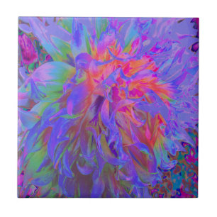 Elegante Psychedelic Decorative Dahlia Blume Fliese
