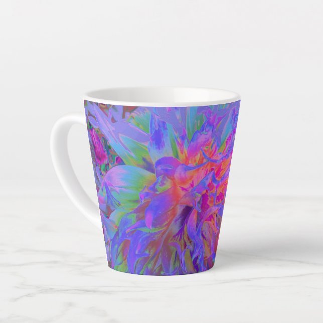 Elegante Psychedelic Decorative Dahlia Blume Milchtasse (Linke Ecke)