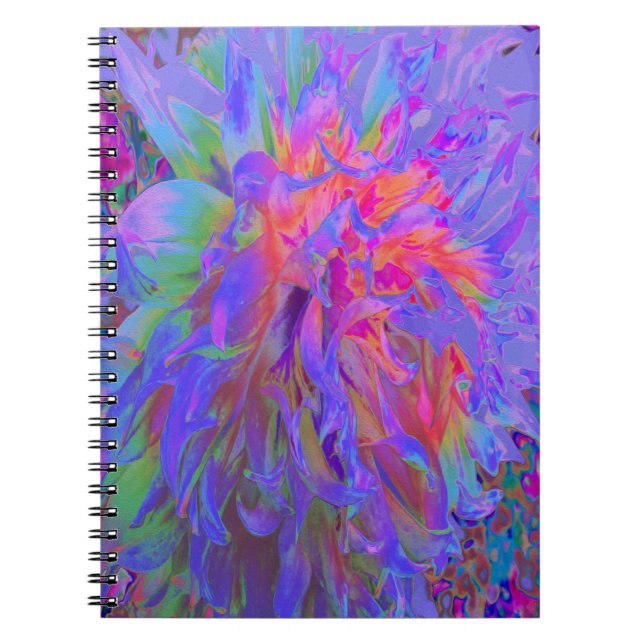 Elegante Psychedelic Decorative Dahlia Blume Notizblock (Vorderseite)