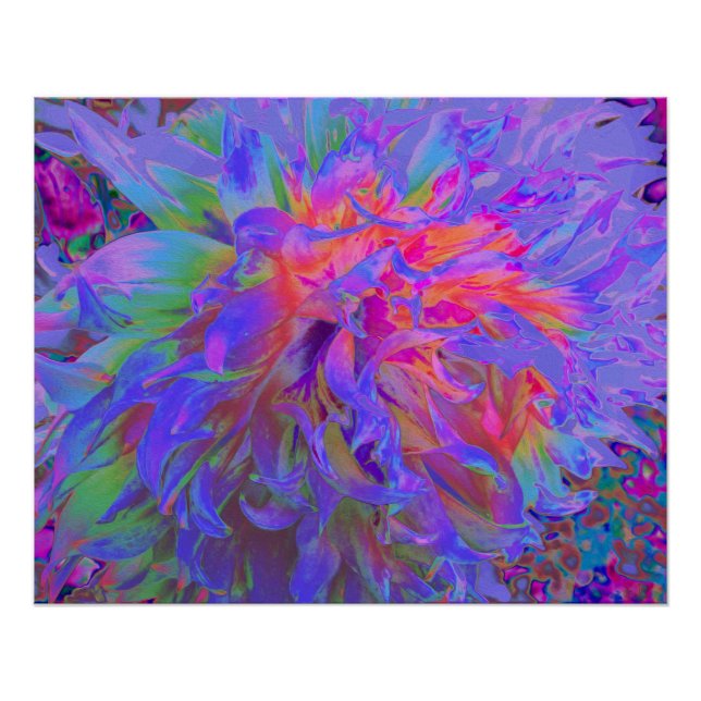 Elegante Psychedelic Decorative Dahlia Blume Poster (Vorderseite)