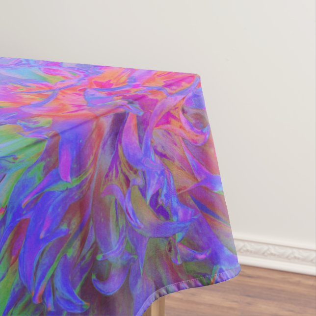 Elegante Psychedelic Decorative Dahlia Blume Tischdecke (Beispiel)