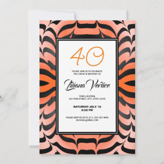 Elegante Psychedelic Orange Black Tiger Skin Print Einladung