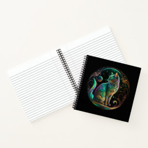 Elegante psychedelische Katze moderne Kunst Notizbuch