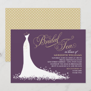 Elegante Pum Gold Wedding Gown Bridal Teedusche Einladung