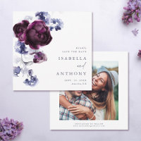 Elegante Pum Lila & Indigo Blue Floral Wedding