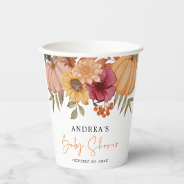 Elegante Pumpkin Herbst Blume Kinderdusche Pappbecher