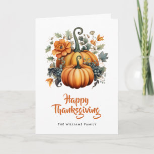 Elegante Pumpkins Foto Happy Thanksgiving Card Karte