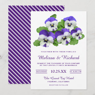 Elegante Purple Flowers Pansy Wedding Einladung