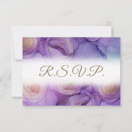 Elegante Purple Flowers QR Code Wedding RSVP Card Karte