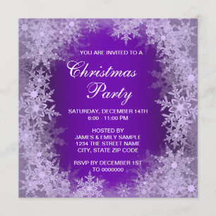 Elegante Purple-Schneeflocken-Christmas-Party Einladung