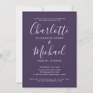 Elegante Purple Signature-Hochzeitparty  Einladung