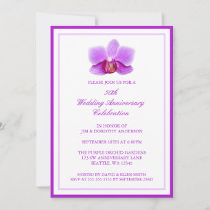 Elegante Purpur Orchidee 50. Hochzeitstag Einladung