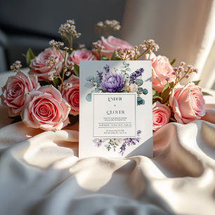 Elegante Purpur-Protea Lavendel Eukalyptus Einladung