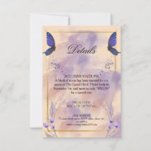 Elegante Purpur-Schmetterlings-Hochzeits-Detailkar
