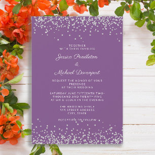 Elegante purpur-silberne Glitter-Hochzeit Einladung