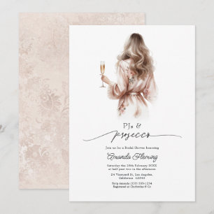 Elegante Pyjamas und Prosecco-Junggesellinnenabsch Einladung