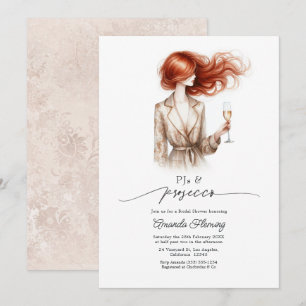 Elegante Pyjamas und Prosecco Rote Haar-Junggesell Einladung