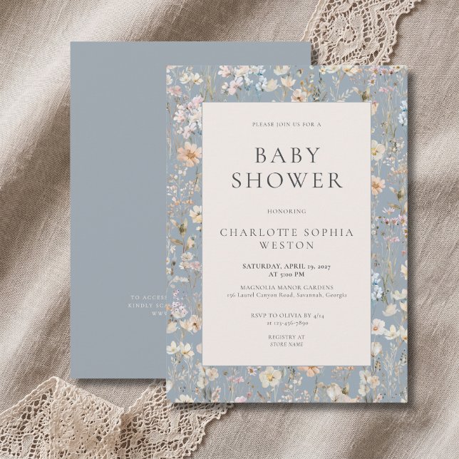 Elegante QR-Code Baby Shower Einladung in staubige (Von Creator hochgeladen)