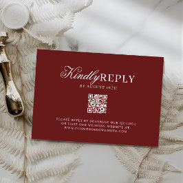 Elegante QR-Code Burgunder Hochzeit RSV-Karte RSVP Karte