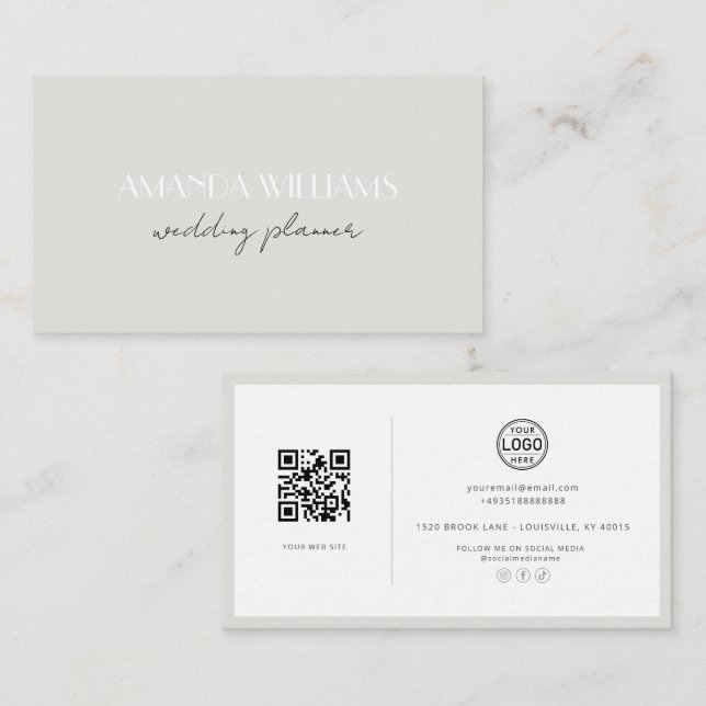 Elegante QR Code Card Social Media Business Card Visitenkarte (Vorne/Hinten)