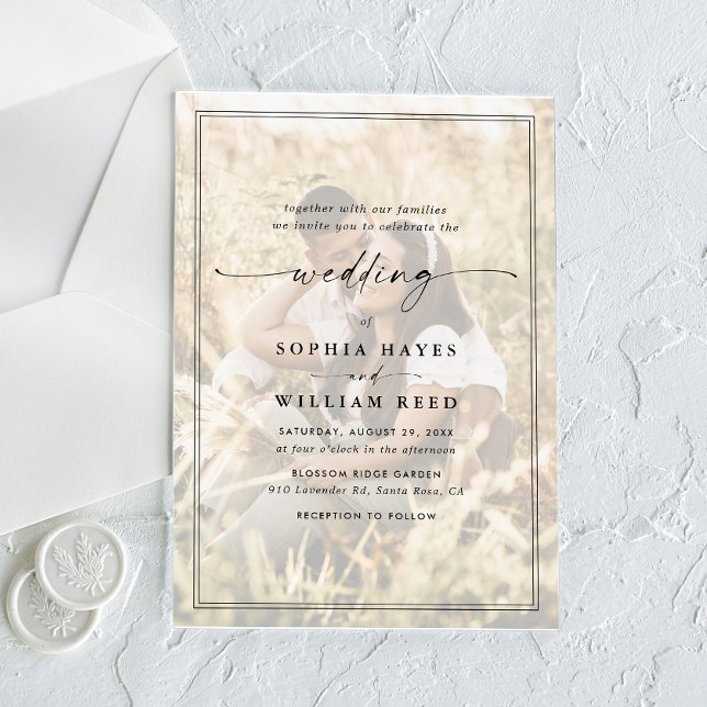 Elegante QR-Code-Foto-Hochzeit Acryleinladungen (Von Creator hochgeladen)