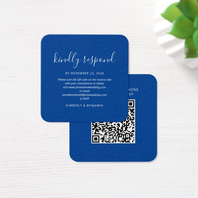 Elegante QR-Code-Hochzeits-RSVP-Karte (Schreibtisch)