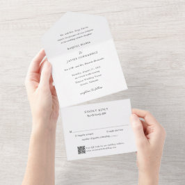 Elegante QR-Code-Klassische Hochzeit All In One Einladung