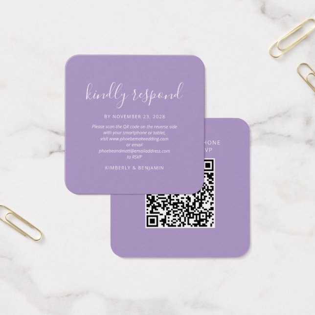 Elegante QR-Code kontaktlose Hochzeits-RSVP-Minika (Büro)