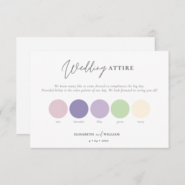 Elegante QR Code lilac Rose Pastel Wedding Kleidun Begleitkarte (Vorne/Hinten)