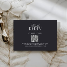 Elegante QR-Code Schwarz-Weiß-Hochzeits-RSV-Karte