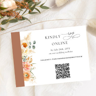 Elegante QR Code UAWG Peach and Terracotta Wedding Begleitkarte