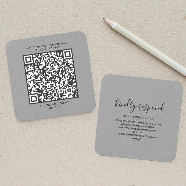 Elegante QR Code UAWG Wedding Website (Elegant QR Code RSVP Wedding Website Enclosure Card)