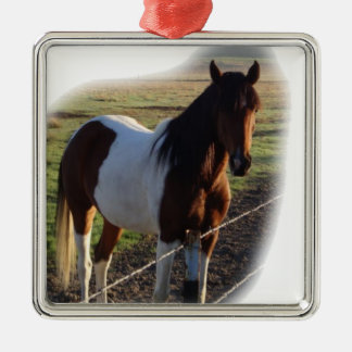 Elegante quadratische Metallverzierung Silbernes Ornament