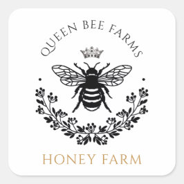 Elegante Queen Honey Bee Product Labels Quadratischer Aufkleber