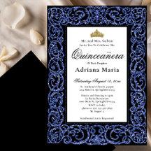 Elegante Quinceanera-Einladung Blaue Ornamentik