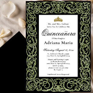 Elegante Quinceanera-Einladung in Salbeigrün Einladung