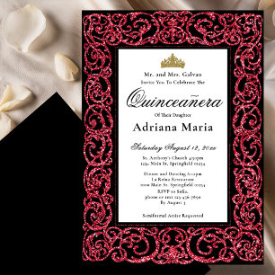 Elegante Quinceanera-Einladung mit roter Ornamenti Einladung