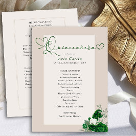 Elegante Quinceanera Emerald Green Rose Programm