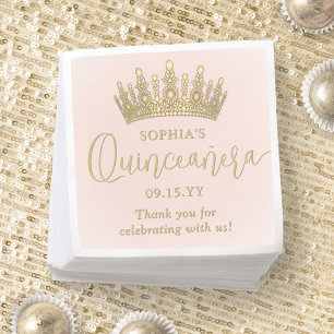 Elegante Quinceañera-Krone Chic Rosa und Gold Serviette
