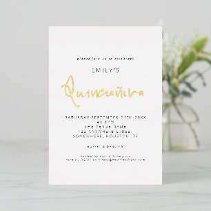Elegante Quinceanera moderne Schrift echte Folien- Folieneinladung