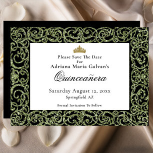 Elegante Quinceanera-Sage-Rollenwerk-Save-the-Date Save The Date