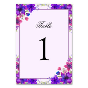 Elegante Quinceanera-Tischnummer violett floral Tischnummer