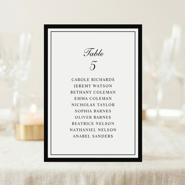 Elegante Rahmen-Hochzeitstisch-Sitzplan Karte (Von Creator hochgeladen)