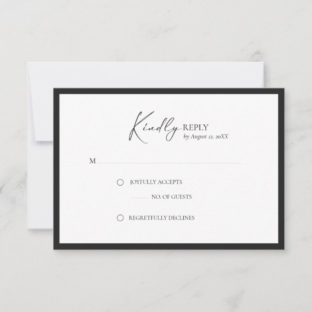Elegante Rahmen Moderne Antwortkarte RSVP Karte (Vorderseite)