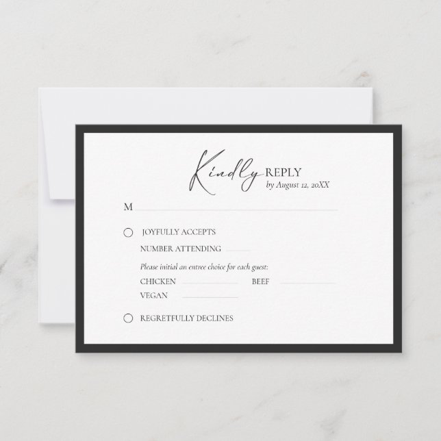 Elegante Rahmen Moderne Antwortkarte RSVP Karte (Vorderseite)