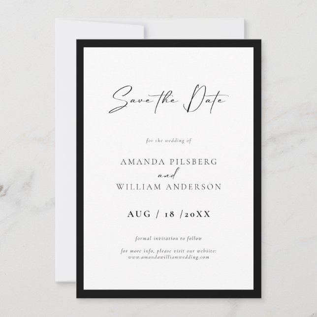 Elegante Rahmen Moderne Save The Date Karte (Vorderseite)