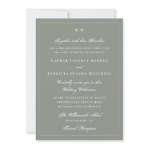 Elegante Rahmen Monogram Sage Gray White Wedding