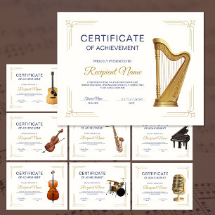 Elegante Rahmen Musik Kurs Harfe Auszeichnungsurku