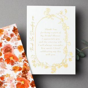 Elegante Rahmen Wreath Floral Vielen Dank Real Gol Folieneinladung