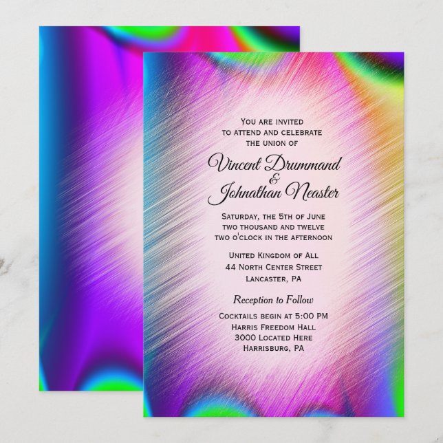 Elegante Rainbow Colors Hochzeiten Einladung (Vorne/Hinten)